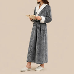 La boutique du peignoir Peignoir Velours Femme - Col Fausse Fourrure, Gris