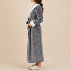 La boutique du peignoir Peignoir Velours Femme - Col Fausse Fourrure, Gris