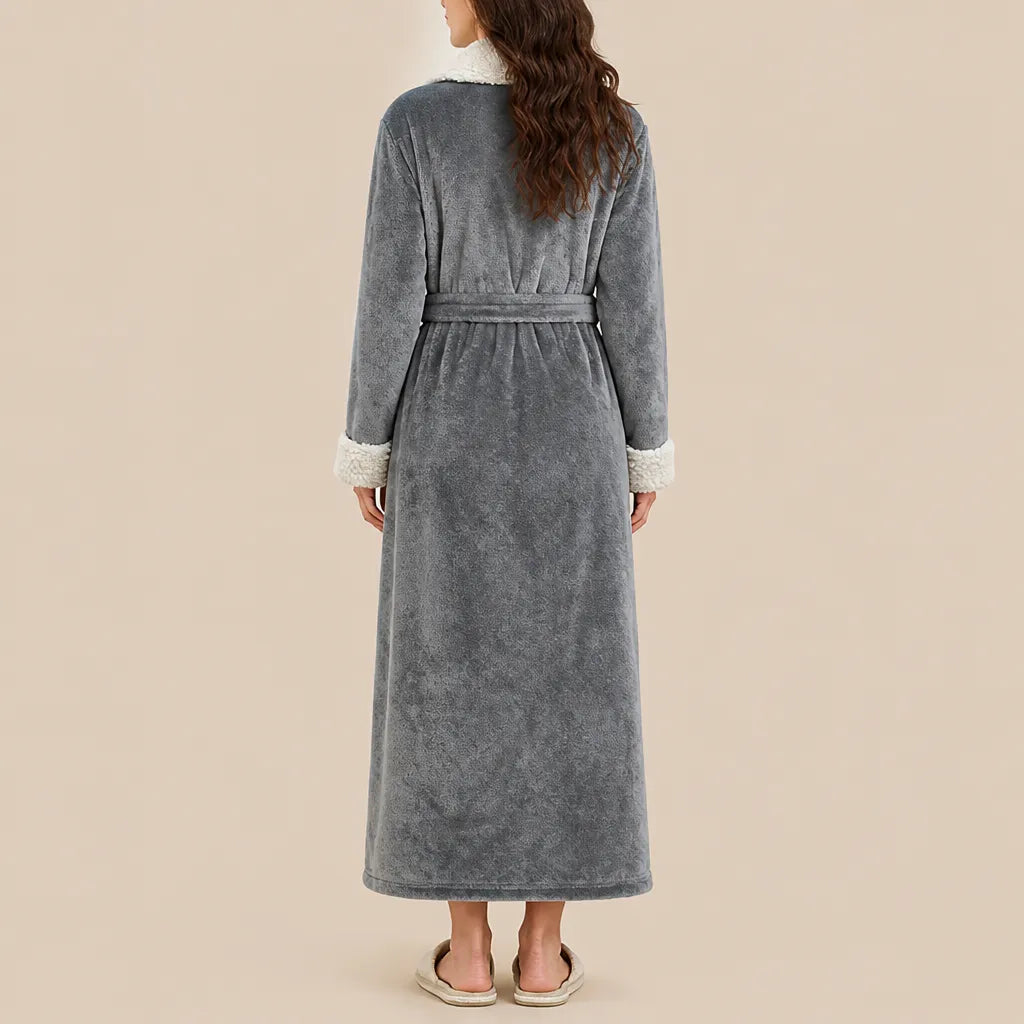 La boutique du peignoir Peignoir Velours Femme - Col Fausse Fourrure, Gris