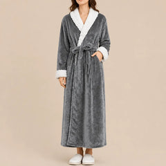 La boutique du peignoir Peignoir Velours Femme - Col Fausse Fourrure, Gris