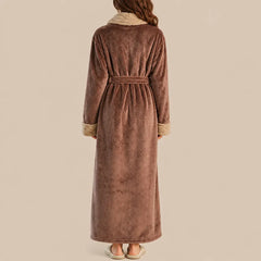 La boutique du peignoir Peignoir Velours Femme - Col Fausse Fourrure, Marron Chocolat