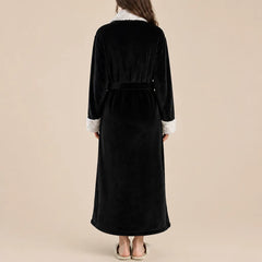La boutique du peignoir Peignoir Velours Femme - Col Fausse Fourrure, Noir