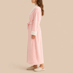 La boutique du peignoir Peignoir Velours Femme - Col Fausse Fourrure, Rose Poudré