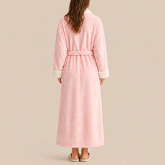 La boutique du peignoir Peignoir Velours Femme - Col Fausse Fourrure, Rose Poudré